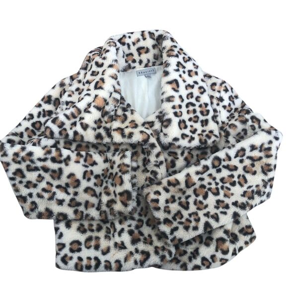 36point5 Faux Fur Cozy Soft Retro Y2K Cropped Leopard Jacket Sz L - Picture 2 of 10